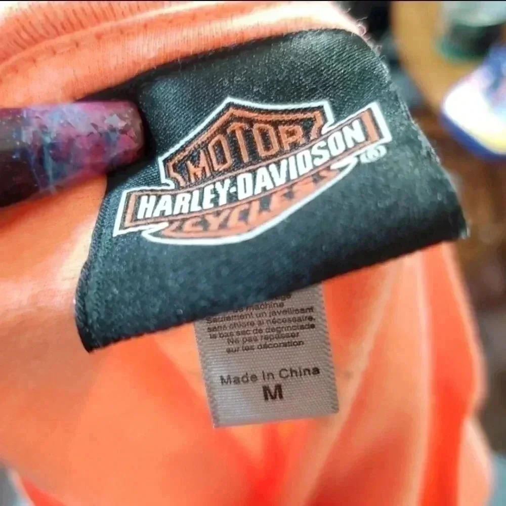 Harley Davidson Neon Orange tee. Size Medium - Picture 4 of 7